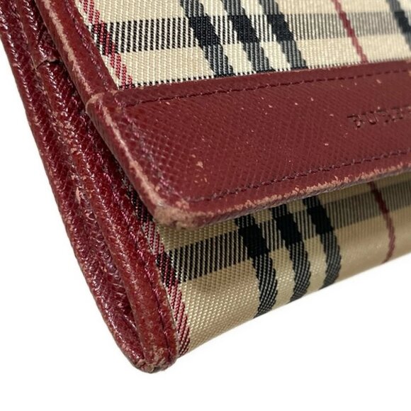 Auth Burberry - Cream Dark Brown Multi Nylon Leather Business Card Holder - Picture 3 of 9